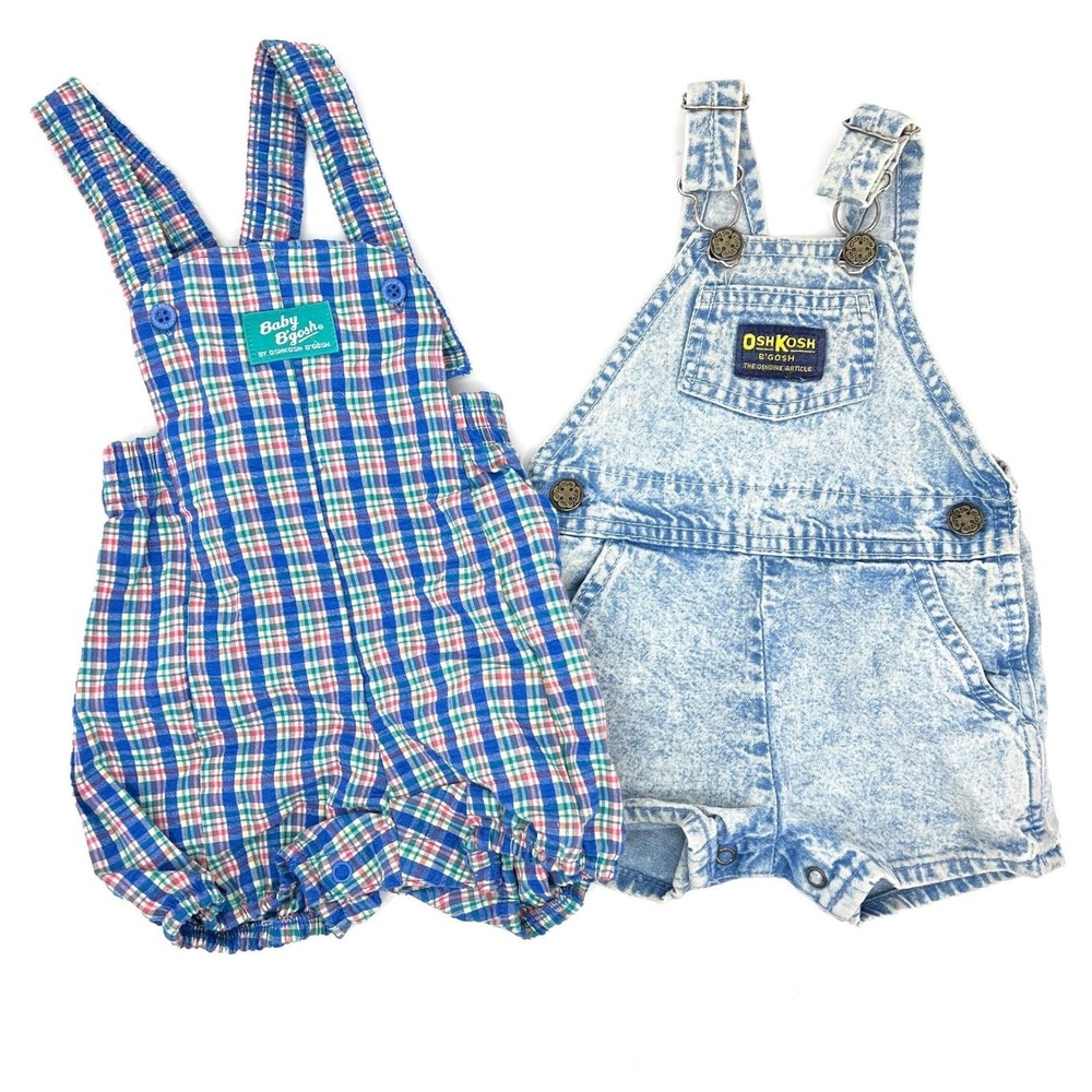 vintage OshKosh romper overalls baby boys 6-9 months 90s 1990s lot